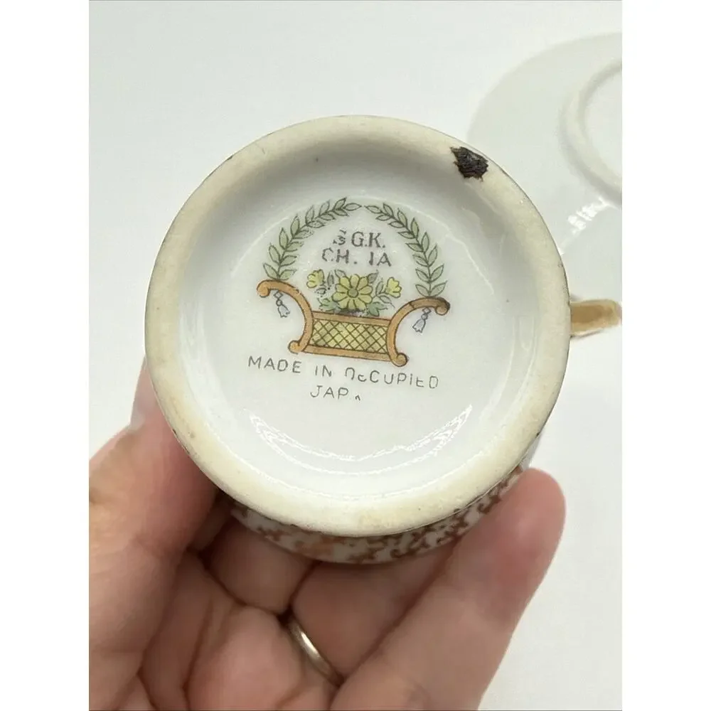 Vintage, SGK ,China, Demitasse Cup & Saucer, French Courting Scene .